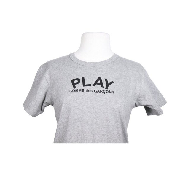 PLAY Comme des Garcons Womens Small Grey Crew Neck T Shirt Short Sleeve Graphic - Picture 3 of 6